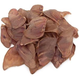 imageGigaBite Roasted Pig Ears for Dogs Natural and Healthy Chews Treats in Whole Slices or Sticks Safe for Puppies and Aggressive Chewers Clean Teeth and Gums  Pack of 100Whole Ears