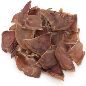 imageGigaBite Roasted Pig Ears for Dogs Natural and Healthy Chews Treats in Whole Slices or Sticks Safe for Puppies and Aggressive Chewers Clean Teeth and Gums  Pack of 100HalfCut