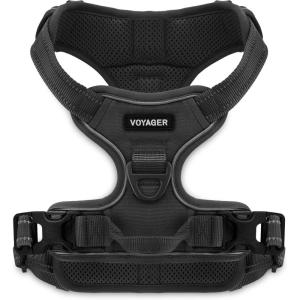 imageVoyager No Pull Dog Harness for Large Dogs Dual Leash Attachments Adjustable Soft but Strong Pet Harness with 3M Reflective Technology Lime Green Nylon M Chest 2025quotHarness Black Nylon