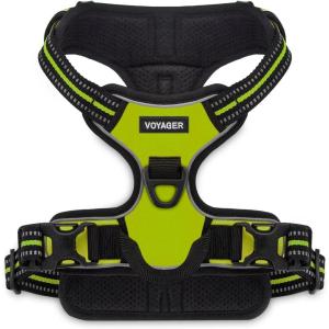 imageVoyager No Pull Dog Harness for Large Dogs Dual Leash Attachments Adjustable Soft but Strong Pet Harness with 3M Reflective Technology Lime Green Nylon M Chest 2025quotHarness Lime Green Nylon