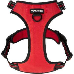 imageVoyager No Pull Dog Harness for Large Dogs Dual Leash Attachments Adjustable Soft but Strong Pet Harness with 3M Reflective Technology Lime Green Nylon M Chest 2025quotHarness Red Lattice Nylon
