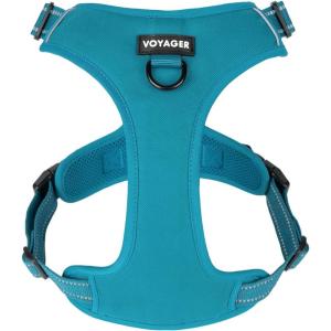 imageVoyager No Pull Dog Harness for Large Dogs Dual Leash Attachments Adjustable Soft but Strong Pet Harness with 3M Reflective Technology Lime Green Nylon M Chest 2025quotHarness Turquoise Nylon