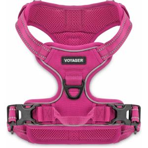 imageVoyager No Pull Dog Harness for Large Dogs Dual Leash Attachments Adjustable Soft but Strong Pet Harness with 3M Reflective Technology Lime Green Nylon M Chest 2025quotHarness Fuchsia Nylon