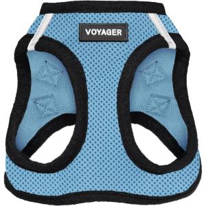 imageVoyager StepIn Air Dog Harness  All Weather Mesh Reflective No Pull Harness for Small Medium Dogs Cats  Secure with Hook ampamp Loop Fastener Buckle Double DRings  RedBlack Trim LHarness Baby BlueBlack Trim