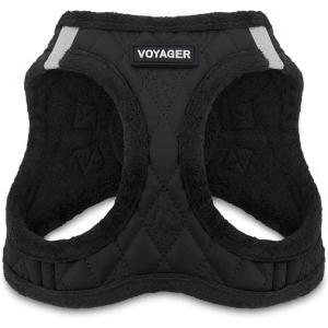 imageVoyager StepIn Plush Dog Harness  Soft Plush Step In Vest Harness for Small and Medium Dogs by Best Pet Supplies  Harness Beige Plush M Chest 16  18quotHarness Black Faux Leather