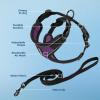 imageVoyager Stepin Lock Adjustable Cat Harness w Cat Leash Combo Set with Neoprene Handle 5ft  Supports Small Medium and Large Breed Cats by Best Pet Supplies  ArmyBlack Trim SBlack TrimPurple 327