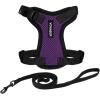 imageVoyager Stepin Lock Adjustable Cat Harness w Cat Leash Combo Set with Neoprene Handle 5ft  Supports Small Medium and Large Breed Cats by Best Pet Supplies  ArmyBlack Trim SHarness Leash Set PurpleBlack Trim