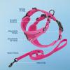 imageVoyager Stepin Lock Adjustable Cat Harness w Cat Leash Combo Set with Neoprene Handle 5ft  Supports Small Medium and Large Breed Cats by Best Pet Supplies  ArmyBlack Trim SFuchsia 327