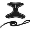 imageVoyager Stepin Lock Adjustable Cat Harness w Cat Leash Combo Set with Neoprene Handle 5ft  Supports Small Medium and Large Breed Cats by Best Pet Supplies  ArmyBlack Trim SBlack 327