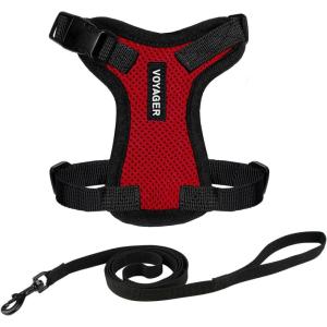 imageVoyager Stepin Lock Adjustable Cat Harness w Cat Leash Combo Set with Neoprene Handle 5ft  Supports Small Medium and Large Breed Cats by Best Pet Supplies  ArmyBlack Trim SHarness Leash Set RedBlack Trim