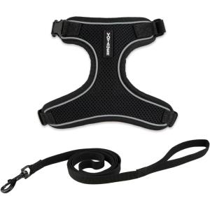 imageVoyager Stepin Lock Adjustable Cat Harness w Cat Leash Combo Set with Neoprene Handle 5ft  Supports Small Medium and Large Breed Cats by Best Pet Supplies  ArmyBlack Trim SBlack 327
