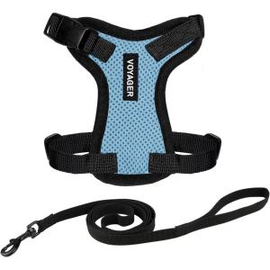 imageVoyager Stepin Lock Adjustable Cat Harness w Cat Leash Combo Set with Neoprene Handle 5ft  Supports Small Medium and Large Breed Cats by Best Pet Supplies  ArmyBlack Trim SHarness Leash Set Baby BlueBlack Trim