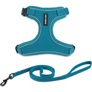 imageVoyager Stepin Lock Adjustable Cat Harness w Cat Leash Combo Set with Neoprene Handle 5ft  Supports Small Medium and Large Breed Cats by Best Pet Supplies  ArmyBlack Trim STurquoise 327