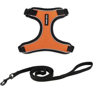 imageVoyager Stepin Lock Adjustable Cat Harness w Cat Leash Combo Set with Neoprene Handle 5ft  Supports Small Medium and Large Breed Cats by Best Pet Supplies  ArmyBlack Trim SBlack TrimOrange 327