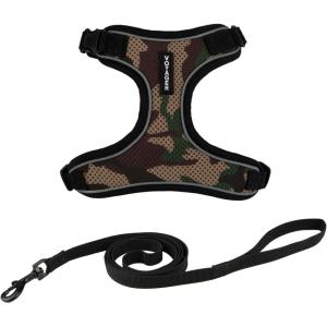 imageVoyager Stepin Lock Adjustable Cat Harness w Cat Leash Combo Set with Neoprene Handle 5ft  Supports Small Medium and Large Breed Cats by Best Pet Supplies  ArmyBlack Trim SArmy 327