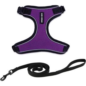 imageVoyager Stepin Lock Adjustable Cat Harness w Cat Leash Combo Set with Neoprene Handle 5ft  Supports Small Medium and Large Breed Cats by Best Pet Supplies  ArmyBlack Trim SBlack TrimPurple 327