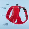 imageBest Pet Supplies Voyager Adjustable Dog Vest Harness Breathable No Pull Harness for Small Medium Large Dogs Harness for Walking Jogging Easy Stepin Reflective Stripes  Turquoise S220 Style Red