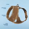 imageBest Pet Supplies Voyager Adjustable Dog Vest Harness Breathable No Pull Harness for Small Medium Large Dogs Harness for Walking Jogging Easy Stepin Reflective Stripes  Turquoise S220 Style Beige