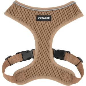 imageBest Pet Supplies Voyager Adjustable Dog Vest Harness Breathable No Pull Harness for Small Medium Large Dogs Harness for Walking Jogging Easy Stepin Reflective Stripes  Turquoise S220 Style Beige