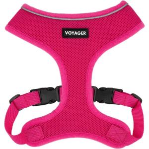 imageBest Pet Supplies Voyager Adjustable Dog Vest Harness Breathable No Pull Harness for Small Medium Large Dogs Harness for Walking Jogging Easy Stepin Reflective Stripes  Turquoise S220 Style Fuchsia
