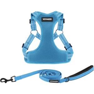imageBest Pet Supplies Voyager Adjustable Dog Vest Harness Breathable No Pull Harness for Small Medium Large Dogs Harness for Walking Jogging Easy Stepin Reflective Stripes  Turquoise SHarness Leash Set Baby Blue