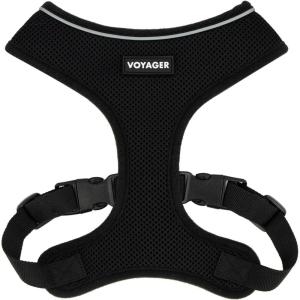 imageBest Pet Supplies Voyager Adjustable Dog Vest Harness Breathable No Pull Harness for Small Medium Large Dogs Harness for Walking Jogging Easy Stepin Reflective Stripes  Turquoise S220 Style Black