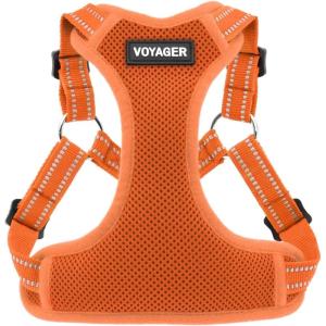 imageBest Pet Supplies Voyager Adjustable Dog Vest Harness Breathable No Pull Harness for Small Medium Large Dogs Harness for Walking Jogging Easy Stepin Reflective Stripes  Turquoise SHarness Orange