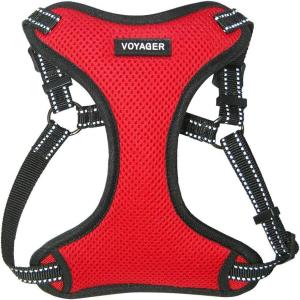imageBest Pet Supplies Voyager Adjustable Dog Vest Harness Breathable No Pull Harness for Small Medium Large Dogs Harness for Walking Jogging Easy Stepin Reflective Stripes  Turquoise SHarness Red