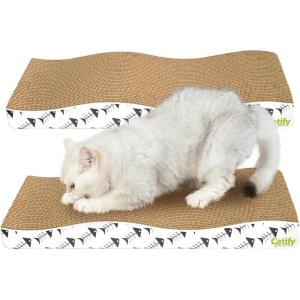imageBest Pet Supplies Cat Scratcher Replacement Pads  Cardboard Cat Scratcher Pad Relieves Stress Supports Pet Behaviors 3 CountWave 2 Pack