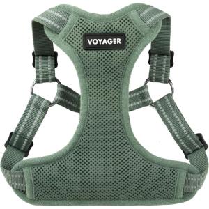 imageBest Pet Supplies Voyager Mesh Dog Breathable Harness Reflective Stitching All Weather Adjustable for Walking Training or Running  Heavy Duty ampamp Durable Moss Green M