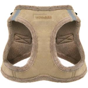 imageBest Pet Supplies  All Weather MeshPlush Reflective No Pull Harness for Small Medium Dogs Cats  Secure with Hook ampamp Loop Fastener Buckle Double DRings  Fuchsia Corduroy MLatte Suede