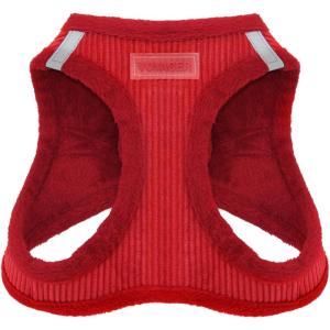 imageBest Pet Supplies  All Weather MeshPlush Reflective No Pull Harness for Small Medium Dogs Cats  Secure with Hook ampamp Loop Fastener Buckle Double DRings  Fuchsia Corduroy MRed Corduroy