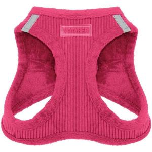 imageBest Pet Supplies  All Weather MeshPlush Reflective No Pull Harness for Small Medium Dogs Cats  Secure with Hook ampamp Loop Fastener Buckle Double DRings  Fuchsia Corduroy MFuchsia Corduroy