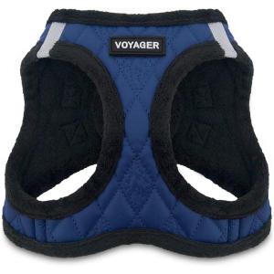 imageBest Pet Supplies  All Weather MeshPlush Reflective No Pull Harness for Small Medium Dogs Cats  Secure with Hook ampamp Loop Fastener Buckle Double DRings  Fuchsia Corduroy MRoyal Blue Faux Leather