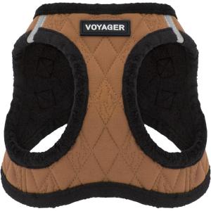 imageBest Pet Supplies  All Weather MeshPlush Reflective No Pull Harness for Small Medium Dogs Cats  Secure with Hook ampamp Loop Fastener Buckle Double DRings  Fuchsia Corduroy MBeige Plush