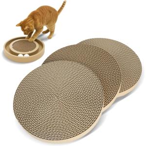 imageBest Pet Supplies Catify Cat Scratcher Fun Interactive Scratchers Claw Safe Furniture Saver Indoor Play Support Natural Cat Behaviors Heavy Duty  Beige3 Pack Round
