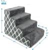 imageBest Pet Supplies Dog Stairs ampamp Steps  Foam Steps for Small Dogs ampamp Cats NonSlip Indoor Balanced Pet Step Support Dog Ramp No Assembly Ash Gray Linen 2Step 12inch HeightGray Lattice Print