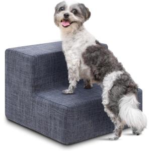 imageBest Pet Supplies Dog Stairs ampamp Steps  Foam Steps for Small Dogs ampamp Cats NonSlip Indoor Balanced Pet Step Support Dog Ramp No Assembly Ash Gray Linen 2Step 12inch HeightDark Gray Linen