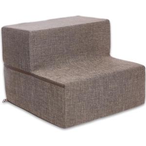 imageBest Pet Supplies Dog Stairs ampamp Steps  Foam Steps for Small Dogs ampamp Cats NonSlip Indoor Balanced Pet Step Support Dog Ramp No Assembly Ash Gray Linen 2Step 12inch HeightBrown Linen