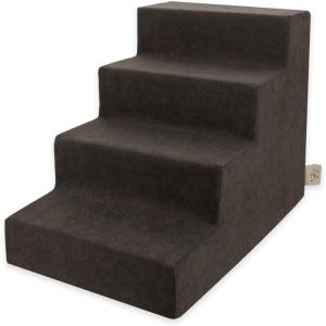 imageBest Pet Supplies Dog Stairs ampamp Steps  Foam Steps for Small Dogs ampamp Cats NonSlip Indoor Balanced Pet Step Support Dog Ramp No Assembly Ash Gray Linen 2Step 12inch HeightDark Brown