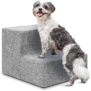 imageBest Pet Supplies Dog Stairs ampamp Steps  Foam Steps for Small Dogs ampamp Cats NonSlip Indoor Balanced Pet Step Support Dog Ramp No Assembly Ash Gray Linen 2Step 12inch HeightAsh Gray Linen