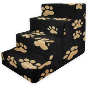 imageBest Pet Supplies Dog Stairs ampamp Steps  Foam Steps for Small Dogs ampamp Cats NonSlip Indoor Balanced Pet Step Support Dog Ramp No Assembly Ash Gray Linen 2Step 12inch HeightPaw Print on Black