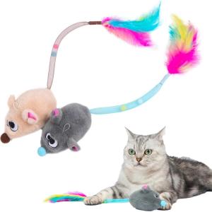 imageCatify by Best Pet Supplies Interactive Cat Toys  Plush MotionActivated ampamp Squeaking Toys with Premium North American Catnip for Indoor Cats ampamp Kittens  Duckling YellowSqueaking Mice Beige  Gray