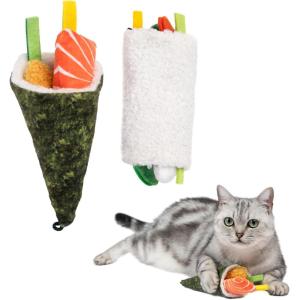imageCatify by Best Pet Supplies Interactive Cat Toys  Plush MotionActivated ampamp Squeaking Toys with Premium North American Catnip for Indoor Cats ampamp Kittens  Duckling YellowSushi Roll Multicolored