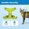 image:imageVoyager EscapeProof Stepin Lock Cat Harness amp 5ft NeopreneHandle Leash Set AllWeather Mesh with Reflective Stitching for Small to Large Cats by Best Pet Supplies Orange SLime 327