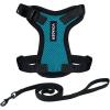 image:imageVoyager EscapeProof Stepin Lock Cat Harness amp 5ft NeopreneHandle Leash Set AllWeather Mesh with Reflective Stitching for Small to Large Cats by Best Pet Supplies Orange SHarness Leash Set TurquoiseBlack Trim