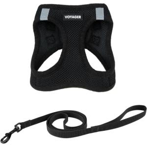 image:imageVoyager Stepin Pet Harness  All Weather Mesh Adjustable Step in Harness for Cats and Dogs by Best Pet Supplies  ArmyBlack Trim M307 Set Black