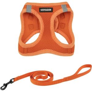 image:imageVoyager Stepin Pet Harness  All Weather Mesh Adjustable Step in Harness for Cats and Dogs by Best Pet Supplies  ArmyBlack Trim M307 Set Orange