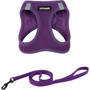 image:imageVoyager Stepin Pet Harness  All Weather Mesh Adjustable Step in Harness for Cats and Dogs by Best Pet Supplies  ArmyBlack Trim M307 Set Purple