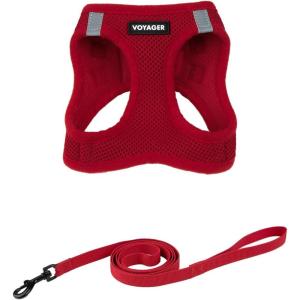 image:imageVoyager Stepin Pet Harness  All Weather Mesh Adjustable Step in Harness for Cats and Dogs by Best Pet Supplies  ArmyBlack Trim M307 Set Red